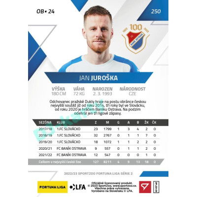 2022/23 Sportzoo Fortuna Liga 2. série #250 Jan Juroška