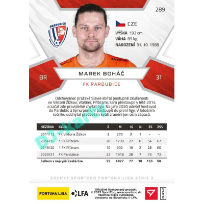 2021/22 Sportzoo Fortuna Liga 2. série #289 Marek Boháč