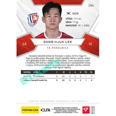 2021/22 Sportzoo Fortuna Liga 2. série #294 Sang-Hjuk Lee