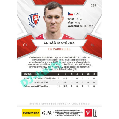 2021/22 Sportzoo Fortuna Liga 2. série #297 Lukáš Matějka