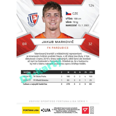 2021/22 Sportzoo Fortuna Liga Jakub Markovič #124