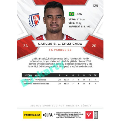 2021/22 Sportzoo Fortuna Liga Carlos E. L. Cruz Cada #129