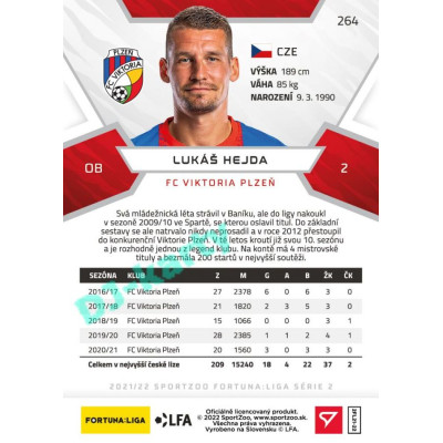 2021/22 Sportzoo Fortuna Liga 2. série #264 Lukáš Hejda