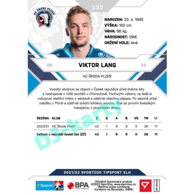 2021/22 Sportzoo TIPSPORT ELH 2. série #330 Viktor Lang