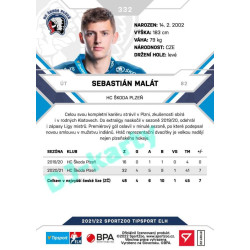 2021/22 Sportzoo TIPSPORT ELH 2. série #332 Sebastián Malát