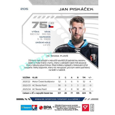 2024/25 Sportzoo ELH 1. serie #205 Jan Piskáček