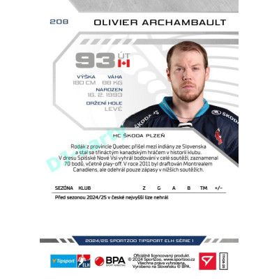 2024/25 Sportzoo ELH 1. serie #208 Olivier Archambault