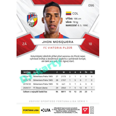 2021/22 Sportzoo Fortuna Liga Jhon Mosquera #96