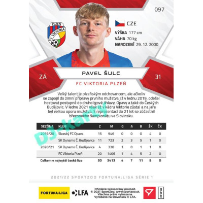 2021/22 Sportzoo Fortuna Liga Pavel Šulc #97