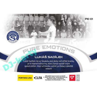 2021/22 Sportzoo Fortuna Liga 2. série #PE-01 Lukáš Sadílek PURE EMOTIONS