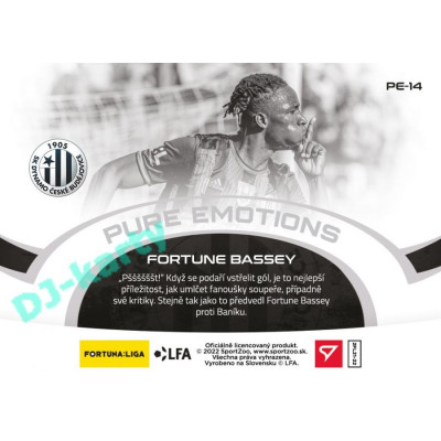 2021/22 Sportzoo Fortuna Liga 2. série #PE-14 Fortune Bassey PURE EMOTIONS