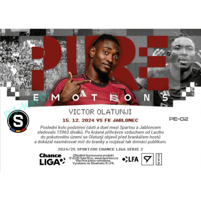 2024/25 Sportzoo Chance Liga 2. série #PE-02 Victor Olatunji Pure Emotions - 3D