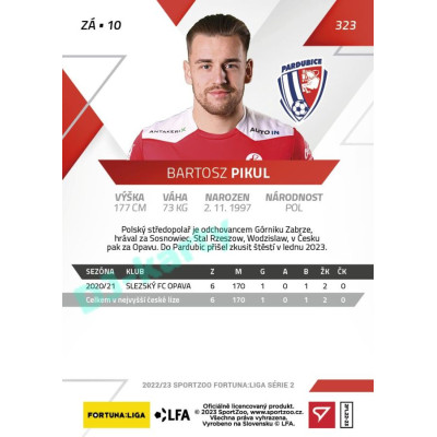 2022/23 Sportzoo Fortuna Liga 2. série #323 Bartosz Pikul