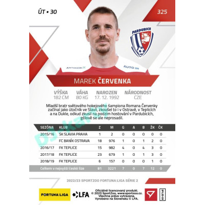 2022/23 Sportzoo Fortuna Liga 2. série #325 Marek Červenka
