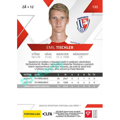 2022/23 Sportzoo Fortuna Liga 1. série #135 Emil Tischler PROMO