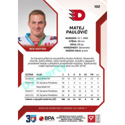 2022/23 Sportzoo ELH 1. série #102 Matej Paulovič Red xx/49