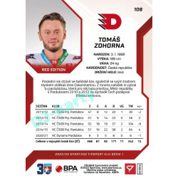 2022/23 Sportzoo ELH 1. série #108 Tomáš Zohorna Red xx/49