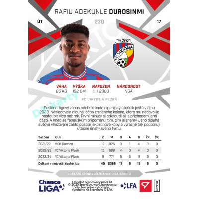 2024/25 Sportzoo Chance Liga 2. série #230 Rafiu Adekunle Durosinmi