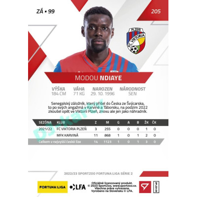2022/23 Sportzoo Fortuna Liga 2. série #205 Modou Ndiaye