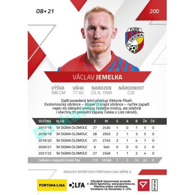 2022/23 Sportzoo Fortuna Liga 2. série #200 Václav Jemelka