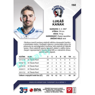 2022/23 Sportzoo ELH 1. série #150 Lukáš Kaňák