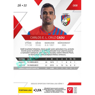 2022/23 Sportzoo Fortuna Liga 1. série #008 Carlos E. L. Cruz Cadu PROMO