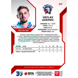 2022/23 Sportzoo ELH 2. série #317 Václav Adamec Red xx/49