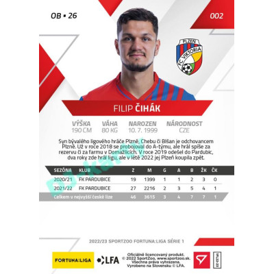 2022/23 Sportzoo Fortuna Liga 1. série #002 Filip Čihák PROMO