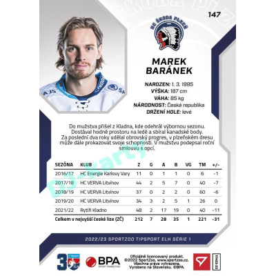 2022/23 Sportzoo ELH 1. série #147 Marek Baránek