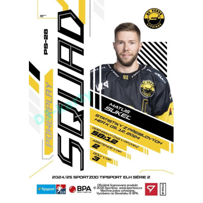 2024/25 Sportzoo ELH 2. serie #PS-28 Matúš Sukeľ Powerplay Squad