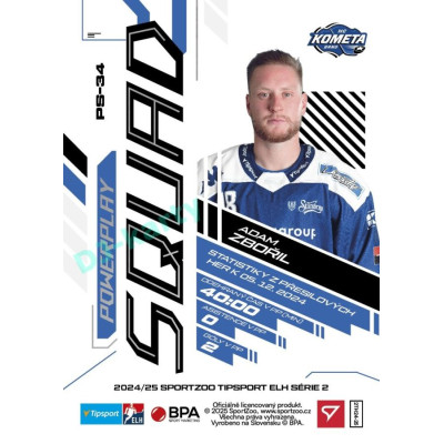 2024/25 Sportzoo ELH 2. serie #PS-34 Adam Zbořil Powerplay Squad