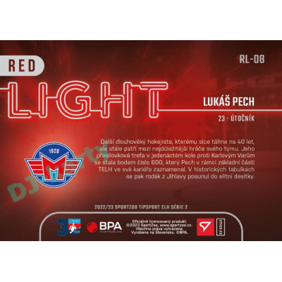2022/23 Sportzoo ELH 2. série #RL-08 Lukáš Pech Red Light