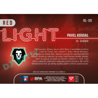 2022/23 Sportzoo ELH 2. série #RL-09 Pavel Kousal Red Light