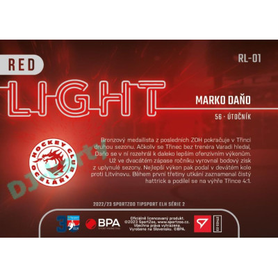 2022/23 Sportzoo ELH 2. série #RL-01 Marko Daňo Red Light