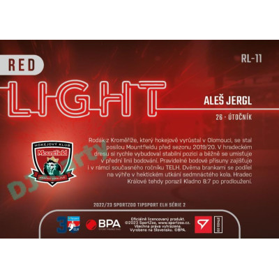 2022/23 Sportzoo ELH 2. série #RL-11 Aleš Jergl Red Light