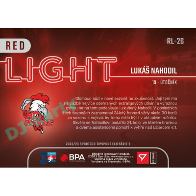 2022/23 Sportzoo ELH 2. série #RL-26 Lukáš Nahodil Red Light