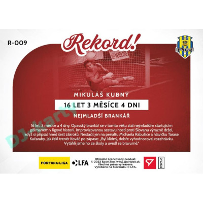2023 Sportzoo Dekády fotbalové ligy #R-009 NEJMLADŠÍ BRANKÁŘ Rekord!