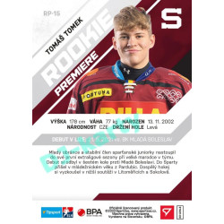 2021/22 Sportzoo TIPSPORT ELH 2. série #RP-15 Tomáš Tomek Rookie Premiere