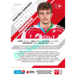 2021/22 Sportzoo TIPSPORT ELH 2. série #RP-20 František Formánek Rookie Premiere