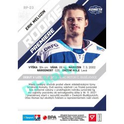 2021/22 Sportzoo TIPSPORT ELH 2. série #RP-23 Erik Meluzin Rookie Premiere