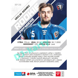 2021/22 Sportzoo TIPSPORT ELH 2. série #RP-26 Václav Adamec Rookie Premiere