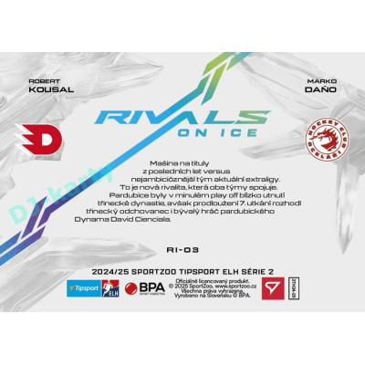 2024/25 Sportzoo ELH 2. serie #RI-03 Robert Kousal  vs. Marko Daňo Rivals on Ice