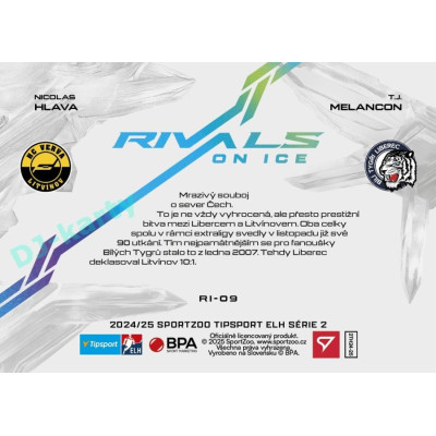 2024/25 Sportzoo ELH 2. serie #RI-09 Nicolas Hlava vs. T.J. Melancon Rivals on Ice