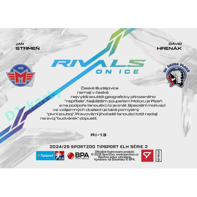 2024/25 Sportzoo ELH 2. serie #RI-13 Jan Strmeň vs. Dávid Hrenák Rivals on Ice