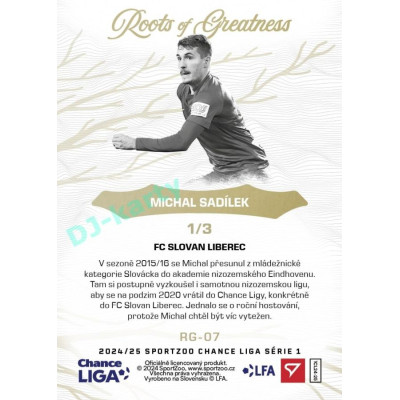 2024/25 Sportzoo Chance Liga 1. série #RG-07 Michal Sadílek Roots of Greatness