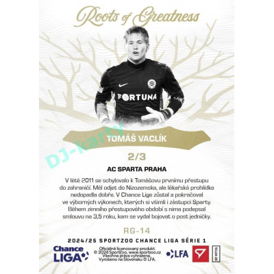 2024/25 Sportzoo Chance Liga 1. série #RG-14 Tomáš Vaclík Roots of Greatness
