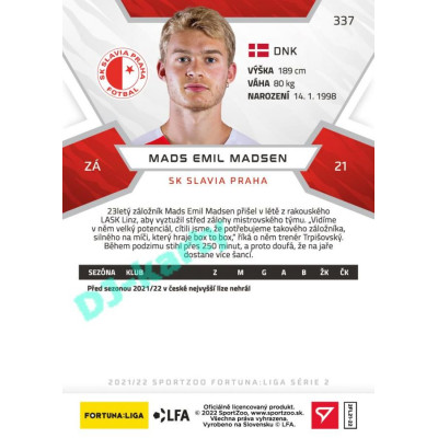 2021/22 Sportzoo Fortuna Liga 2. série #337 Mads Emil Madsen