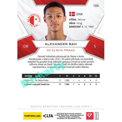 2021/22 Sportzoo Fortuna Liga Alexander Bah #186