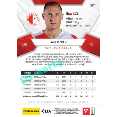 2021/22 Sportzoo Fortuna Liga Jan Bořil #187