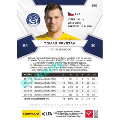 2021/22 Sportzoo Fortuna Liga 2. série #199 Tomáš Fryšták